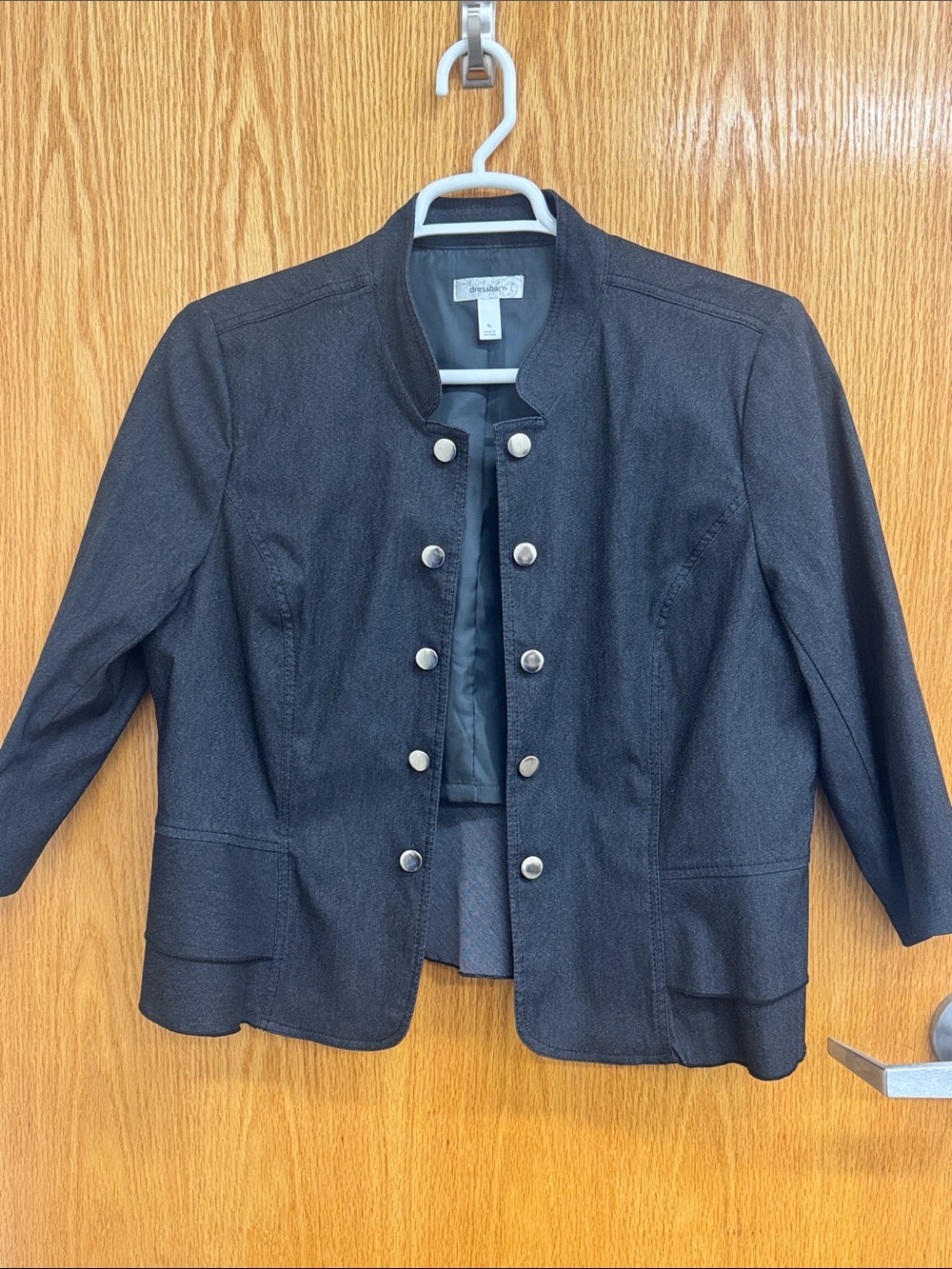 Dress Barn Black Military-Style Button Front Blazer - Picture 2 of 6